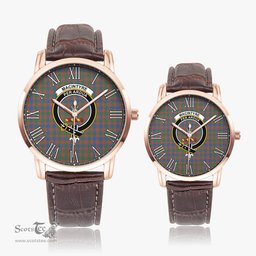 Scottish MacIntyre Ancient Family Crest Quartz Watch With Leather Strap - Tartan Watch Instafamous Quartz Leather Strap Plaid Watch Scottish Plaid Tartan Plaid - ScotsTee - scotstee.com