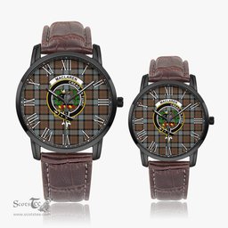 Scottish MacLaren Weathered Family Crest Quartz Watch With Leather Strap - Tartan Watch Instafamous Quartz Leather Strap Plaid Watch Scottish Plaid Tartan Plaid - ScotsTee - scotstee.com