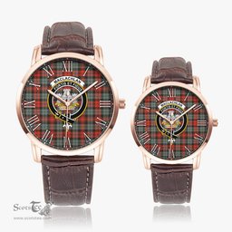 Scottish MacLachlan Weathered Family Crest Quartz Watch With Leather Strap - Tartan Watch Instafamous Quartz Leather Strap Plaid Watch Scottish Plaid Tartan Plaid - ScotsTee - scotstee.com