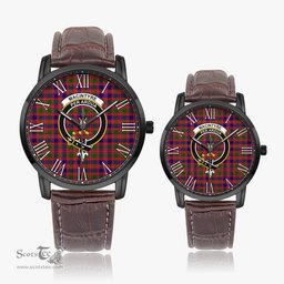 Scottish MacIntyre Modern Family Crest Quartz Watch With Leather Strap - Tartan Watch Instafamous Quartz Leather Strap Plaid Watch Scottish Plaid Tartan Plaid - ScotsTee - scotstee.com