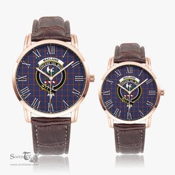 Scottish MacLaine of Lochbuie Family Crest Quartz Watch With Leather Strap - Tartan Watch Instafamous Quartz Leather Strap Plaid Watch Scottish Plaid Tartan Plaid - ScotsTee - scotstee.com