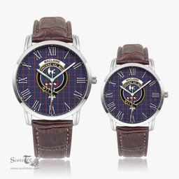Scottish MacLaine of Lochbuie Family Crest Quartz Watch With Leather Strap - Tartan Watch Instafamous Quartz Leather Strap Plaid Watch Scottish Plaid Tartan Plaid - ScotsTee - scotstee.com