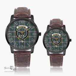Scottish MacDowall Family Crest Quartz Watch With Leather Strap - Tartan Watch Instafamous Quartz Leather Strap Plaid Watch Scottish Plaid Tartan Plaid - ScotsTee - scotstee.com