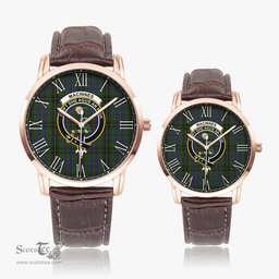 Scottish MacInnes Family Crest Quartz Watch With Leather Strap - Tartan Watch Instafamous Quartz Leather Strap Plaid Watch Scottish Plaid Tartan Plaid - ScotsTee - scotstee.com