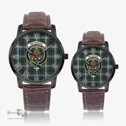 Scottish MacKenzie Dress Family Crest Quartz Watch With Leather Strap - Tartan Watch Instafamous Quartz Leather Strap Plaid Watch Scottish Plaid Tartan Plaid - ScotsTee - scotstee.com