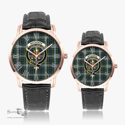 Scottish MacKenzie Dress Family Crest Quartz Watch With Leather Strap - Tartan Watch Instafamous Quartz Leather Strap Plaid Watch Scottish Plaid Tartan Plaid - ScotsTee - scotstee.com