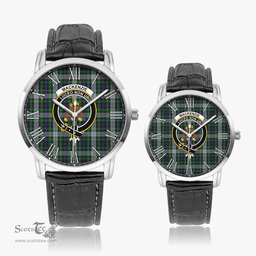 Scottish MacKenzie Dress Family Crest Quartz Watch With Leather Strap - Tartan Watch Instafamous Quartz Leather Strap Plaid Watch Scottish Plaid Tartan Plaid - ScotsTee - scotstee.com