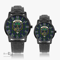 Scottish MacEwen - MacEwan Family Crest Quartz Watch With Leather Strap - Tartan Watch Instafamous Quartz Leather Strap Plaid Watch Scottish Plaid Tartan Plaid - ScotsTee - scotstee.com