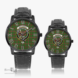 Scottish MacKinnon Hunting Modern Family Crest Quartz Watch With Leather Strap - Tartan Watch Instafamous Quartz Leather Strap Plaid Watch Scottish Plaid Tartan Plaid - ScotsTee - scotstee.com
