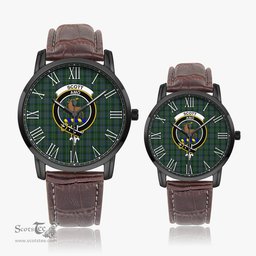 Scottish Scott Hunting Family Crest Quartz Watch With Leather Strap - Tartan Watch Instafamous Quartz Leather Strap Plaid Watch Scottish Plaid Tartan Plaid - ScotsTee - scotstee.com