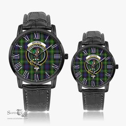 Scottish Watson Family Crest Quartz Watch With Leather Strap - Tartan Watch Instafamous Quartz Leather Strap Plaid Watch Scottish Plaid Tartan Plaid - ScotsTee - scotstee.com