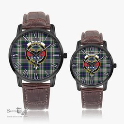 Scottish MacLeod Of Californian Family Crest Quartz Watch With Leather Strap - Tartan Watch Instafamous Quartz Leather Strap Plaid Watch Scottish Plaid Tartan Plaid - ScotsTee - scotstee.com