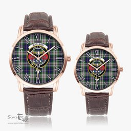 Scottish MacLeod Of Californian Family Crest Quartz Watch With Leather Strap - Tartan Watch Instafamous Quartz Leather Strap Plaid Watch Scottish Plaid Tartan Plaid - ScotsTee - scotstee.com
