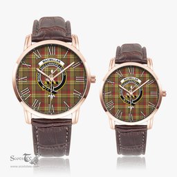Scottish MacMillan Old Weathered Family Crest Quartz Watch With Leather Strap - Tartan Watch Instafamous Quartz Leather Strap Plaid Watch Scottish Plaid Tartan Plaid - ScotsTee - scotstee.com