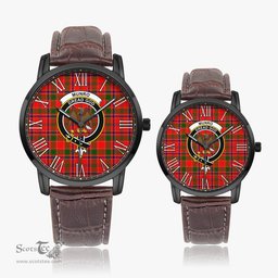 Scottish Munro Modern Family Crest Quartz Watch With Leather Strap - Tartan Watch Instafamous Quartz Leather Strap Plaid Watch Scottish Plaid Tartan Plaid - ScotsTee - scotstee.com