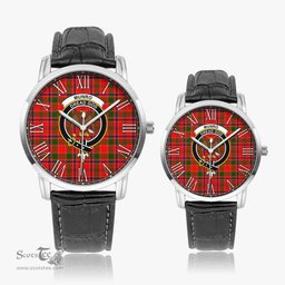 Scottish Munro Modern Family Crest Quartz Watch With Leather Strap - Tartan Watch Instafamous Quartz Leather Strap Plaid Watch Scottish Plaid Tartan Plaid - ScotsTee - scotstee.com