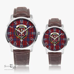 Scottish Wishart Dress Family Crest Quartz Watch With Leather Strap - Tartan Watch Instafamous Quartz Leather Strap Plaid Watch Scottish Plaid Tartan Plaid - ScotsTee - scotstee.com
