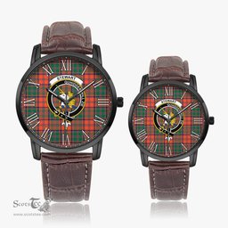 Scottish Stewart of Appin Ancient Family Crest Quartz Watch With Leather Strap - Tartan Watch Instafamous Quartz Leather Strap Plaid Watch Scottish Plaid Tartan Plaid - ScotsTee - scotstee.com