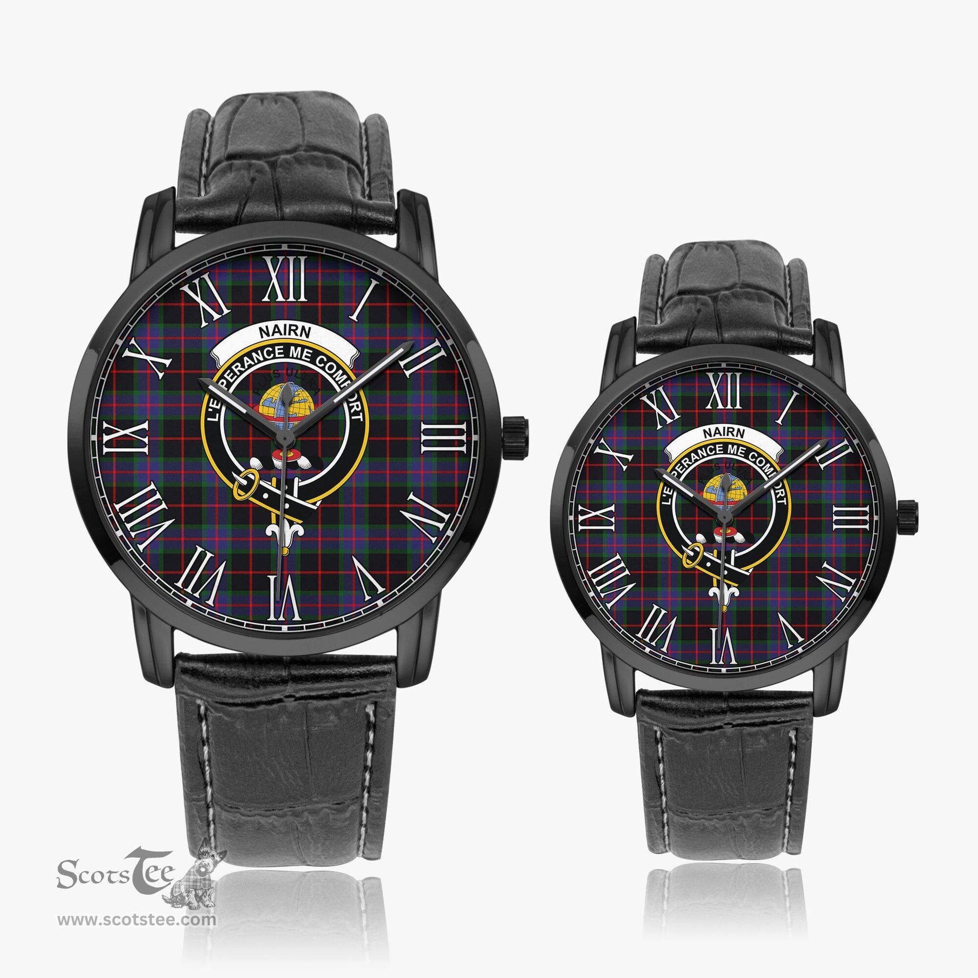 Scottish Nairn Family Crest Quartz Watch With Leather Strap - Tartan Watch Instafamous Quartz Leather Strap Plaid Watch Scottish Plaid Tartan Plaid - ScotsTee - scotstee.com