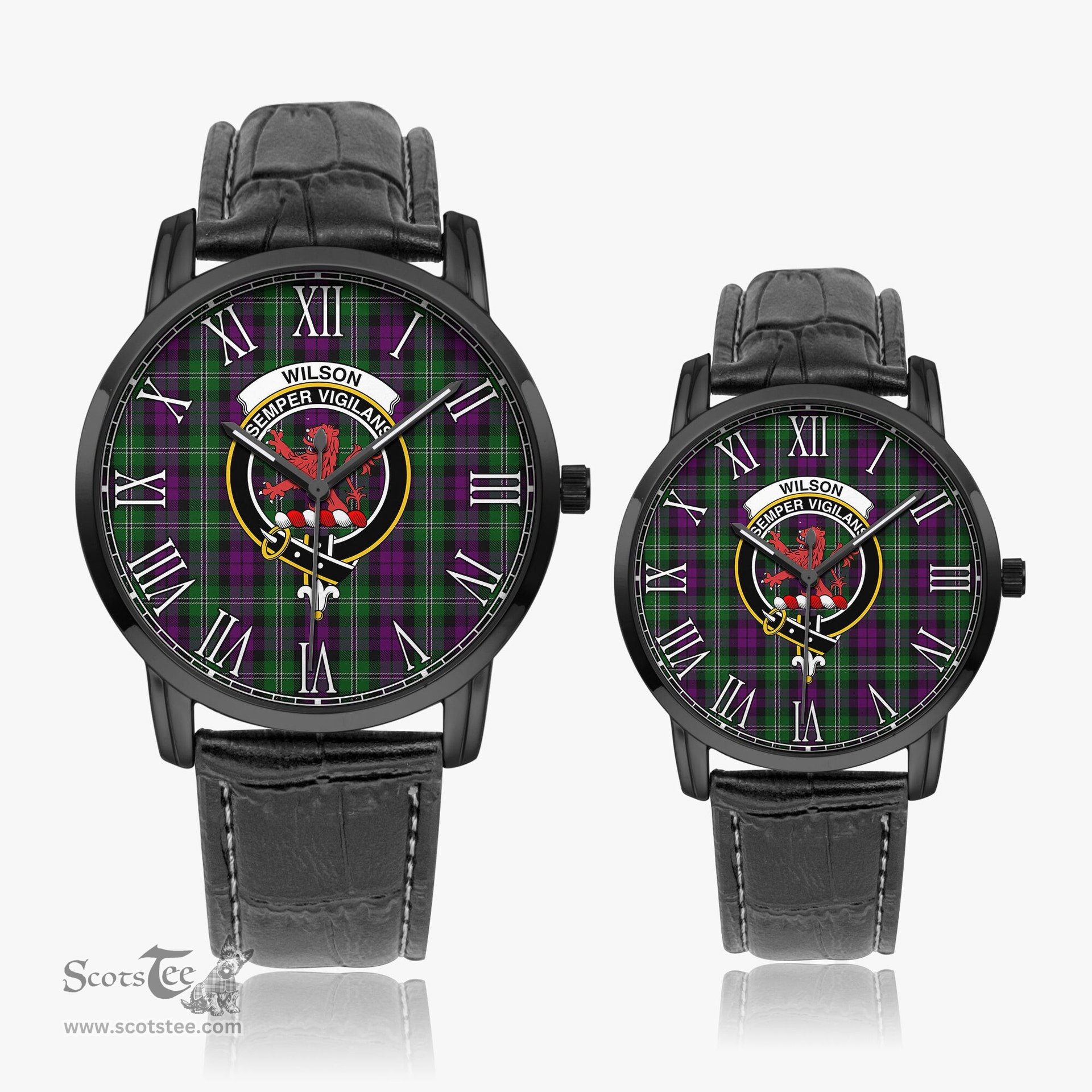 Scottish Wilson Family Crest Quartz Watch With Leather Strap - Tartan Watch Instafamous Quartz Leather Strap Plaid Watch Scottish Plaid Tartan Plaid - ScotsTee - scotstee.com