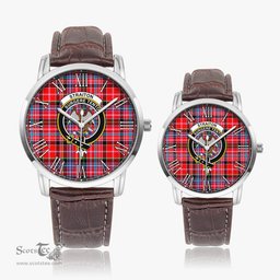 Scottish Straiton Family Crest Quartz Watch With Leather Strap - Tartan Watch Instafamous Quartz Leather Strap Plaid Watch Scottish Plaid Tartan Plaid - ScotsTee - scotstee.com