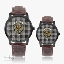 Scottish MacPherson Dress Family Crest Quartz Watch With Leather Strap - Tartan Watch Instafamous Quartz Leather Strap Plaid Watch Scottish Plaid Tartan Plaid - ScotsTee - scotstee.com