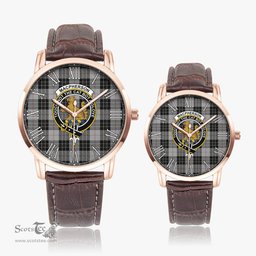 Scottish MacPherson Dress Family Crest Quartz Watch With Leather Strap - Tartan Watch Instafamous Quartz Leather Strap Plaid Watch Scottish Plaid Tartan Plaid - ScotsTee - scotstee.com