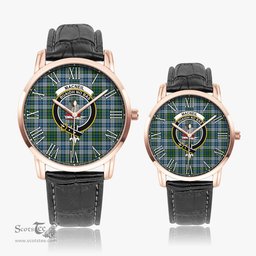 Scottish MacNeil Dress Family Crest Quartz Watch With Leather Strap - Tartan Watch Instafamous Quartz Leather Strap Plaid Watch Scottish Plaid Tartan Plaid - ScotsTee - scotstee.com