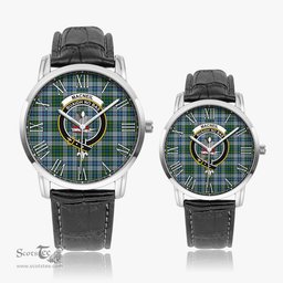Scottish MacNeil Dress Family Crest Quartz Watch With Leather Strap - Tartan Watch Instafamous Quartz Leather Strap Plaid Watch Scottish Plaid Tartan Plaid - ScotsTee - scotstee.com