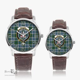 Scottish MacNeil Dress Family Crest Quartz Watch With Leather Strap - Tartan Watch Instafamous Quartz Leather Strap Plaid Watch Scottish Plaid Tartan Plaid - ScotsTee - scotstee.com