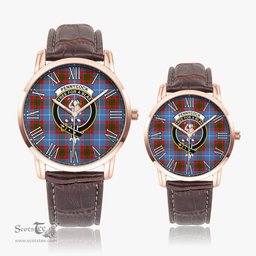 Scottish Pennycook Family Crest Quartz Watch With Leather Strap - Tartan Watch Instafamous Quartz Leather Strap Plaid Watch Scottish Plaid Tartan Plaid - ScotsTee - scotstee.com