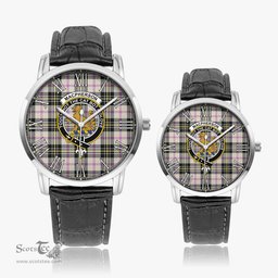 Scottish MacPherson Dress Ancient Family Crest Quartz Watch With Leather Strap - Tartan Watch Instafamous Quartz Leather Strap Plaid Watch Scottish Plaid Tartan Plaid - ScotsTee - scotstee.com