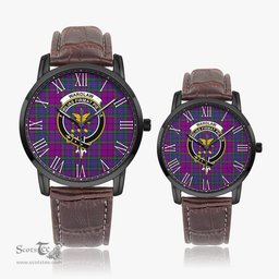Scottish Wardlaw Modern Family Crest Quartz Watch With Leather Strap - Tartan Watch Instafamous Quartz Leather Strap Plaid Watch Scottish Plaid Tartan Plaid - ScotsTee - scotstee.com