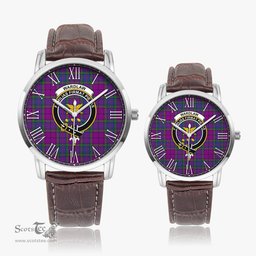 Scottish Wardlaw Modern Family Crest Quartz Watch With Leather Strap - Tartan Watch Instafamous Quartz Leather Strap Plaid Watch Scottish Plaid Tartan Plaid - ScotsTee - scotstee.com