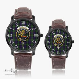 Scottish Nicolson Green Hunting Family Crest Quartz Watch With Leather Strap - Tartan Watch Instafamous Quartz Leather Strap Plaid Watch Scottish Plaid Tartan Plaid - ScotsTee - scotstee.com