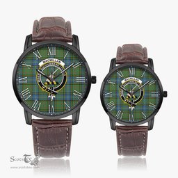 Scottish MacMillan Hunting Ancient Family Crest Quartz Watch With Leather Strap - Tartan Watch Instafamous Quartz Leather Strap Plaid Watch Scottish Plaid Tartan Plaid - ScotsTee - scotstee.com