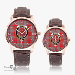 Scottish Moubray Family Crest Quartz Watch With Leather Strap - Tartan Watch Instafamous Quartz Leather Strap Plaid Watch Scottish Plaid Tartan Plaid - ScotsTee - scotstee.com
