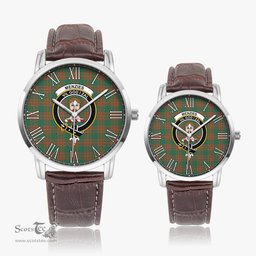 Scottish Menzies Green Ancient Family Crest Quartz Watch With Leather Strap - Tartan Watch Instafamous Quartz Leather Strap Plaid Watch Scottish Plaid Tartan Plaid - ScotsTee - scotstee.com