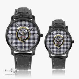 Scottish MacRae Dress Modern Family Crest Quartz Watch With Leather Strap - Tartan Watch Instafamous Quartz Leather Strap Plaid Watch Scottish Plaid Tartan Plaid - ScotsTee - scotstee.com