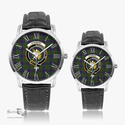 Scottish Stewart of Appin Hunting Family Crest Quartz Watch With Leather Strap - Tartan Watch Instafamous Quartz Leather Strap Plaid Watch Scottish Plaid Tartan Plaid - ScotsTee - scotstee.com