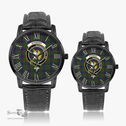 Scottish Stewart of Appin Hunting Family Crest Quartz Watch With Leather Strap - Tartan Watch Instafamous Quartz Leather Strap Plaid Watch Scottish Plaid Tartan Plaid - ScotsTee - scotstee.com