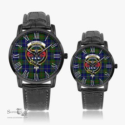 Scottish MacLeod of Harris Modern Family Crest Quartz Watch With Leather Strap - Tartan Watch Instafamous Quartz Leather Strap Plaid Watch Scottish Plaid Tartan Plaid - ScotsTee - scotstee.com