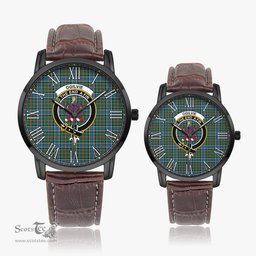 Scottish Ogilvie (Ogilvy) Hunting Ancient Family Crest Quartz Watch With Leather Strap - Tartan Watch Instafamous Quartz Leather Strap Plaid Watch Scottish Plaid Tartan Plaid - ScotsTee - scotstee.com
