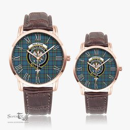 Scottish Ralston UK Family Crest Quartz Watch With Leather Strap - Tartan Watch Instafamous Quartz Leather Strap Plaid Watch Scottish Plaid Tartan Plaid - ScotsTee - scotstee.com