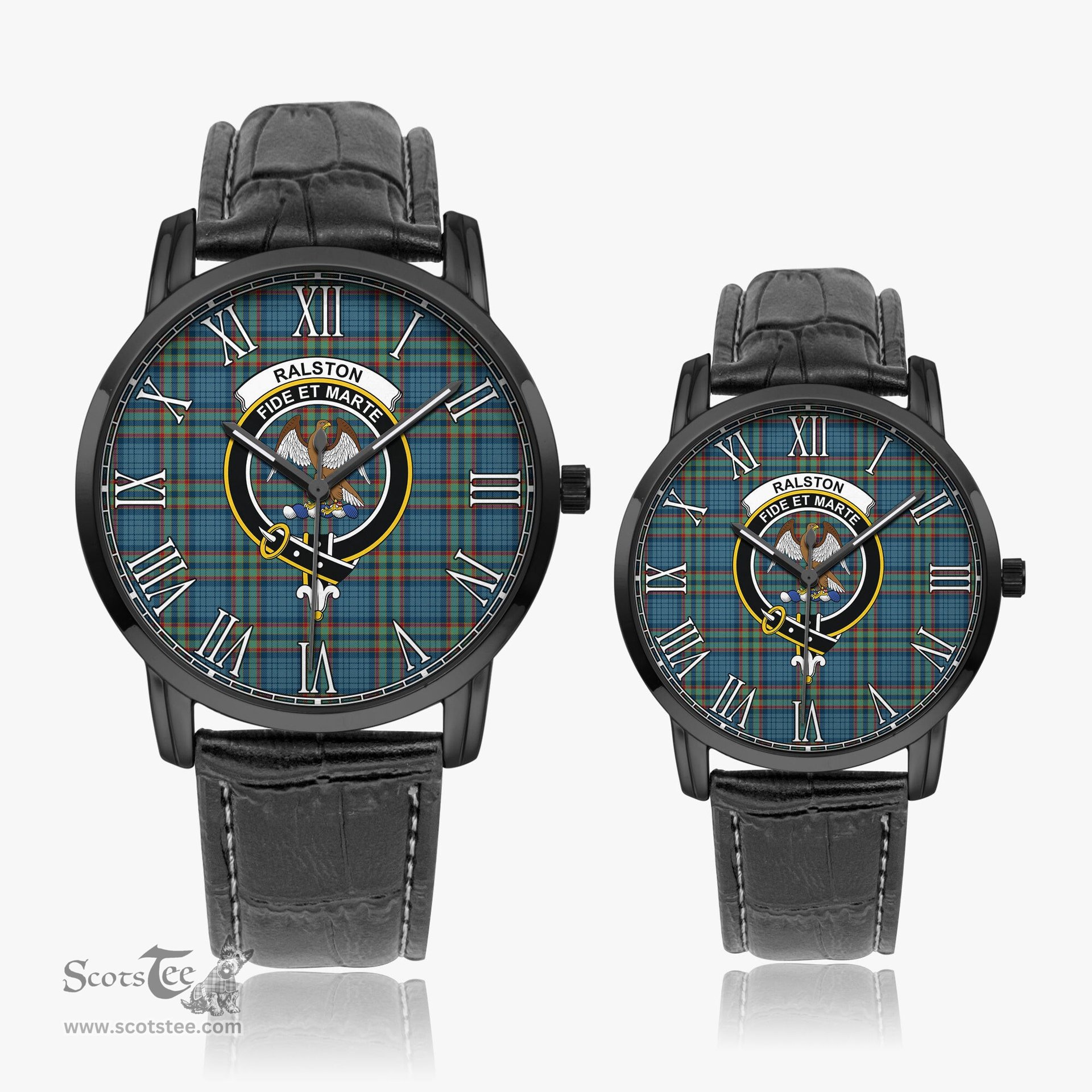 Scottish Ralston UK Family Crest Quartz Watch With Leather Strap - Tartan Watch Instafamous Quartz Leather Strap Plaid Watch Scottish Plaid Tartan Plaid - ScotsTee - scotstee.com