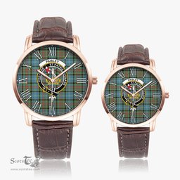 Scottish Paisley Family Crest Quartz Watch With Leather Strap - Tartan Watch Instafamous Quartz Leather Strap Plaid Watch Scottish Plaid Tartan Plaid - ScotsTee - scotstee.com
