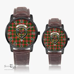 Scottish Pollock Modern Family Crest Quartz Watch With Leather Strap - Tartan Watch Instafamous Quartz Leather Strap Plaid Watch Scottish Plaid Tartan Plaid - ScotsTee - scotstee.com