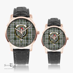 Scottish Taylor Dress Family Crest Quartz Watch With Leather Strap - Tartan Watch Instafamous Quartz Leather Strap Plaid Watch Scottish Plaid Tartan Plaid - ScotsTee - scotstee.com