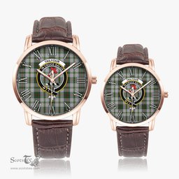 Scottish Taylor Dress Family Crest Quartz Watch With Leather Strap - Tartan Watch Instafamous Quartz Leather Strap Plaid Watch Scottish Plaid Tartan Plaid - ScotsTee - scotstee.com