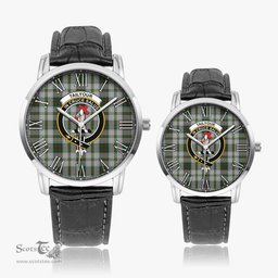 Scottish Taylor Dress Family Crest Quartz Watch With Leather Strap - Tartan Watch Instafamous Quartz Leather Strap Plaid Watch Scottish Plaid Tartan Plaid - ScotsTee - scotstee.com